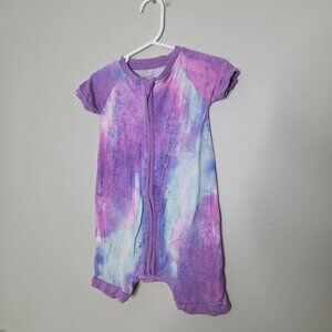 LITTLE SLEEPIES Purple Tie Dye Shorts Zip Pajamas